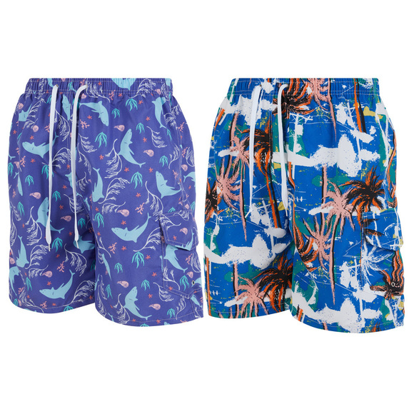 iBerryNY Men's Swim Trunks, Quick Dry Cargo Swimsuit Board Shorts, 2-Pairs - Picture 1 of 1
